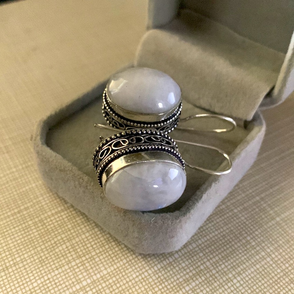 Pretty artisan moonstone dangle earrings